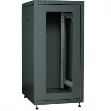ITK LE05-24U66-GM Шкаф сетевой напольный LINEA E 24U 600х600мм стеклянная передняя дверь задняя металлическая черный